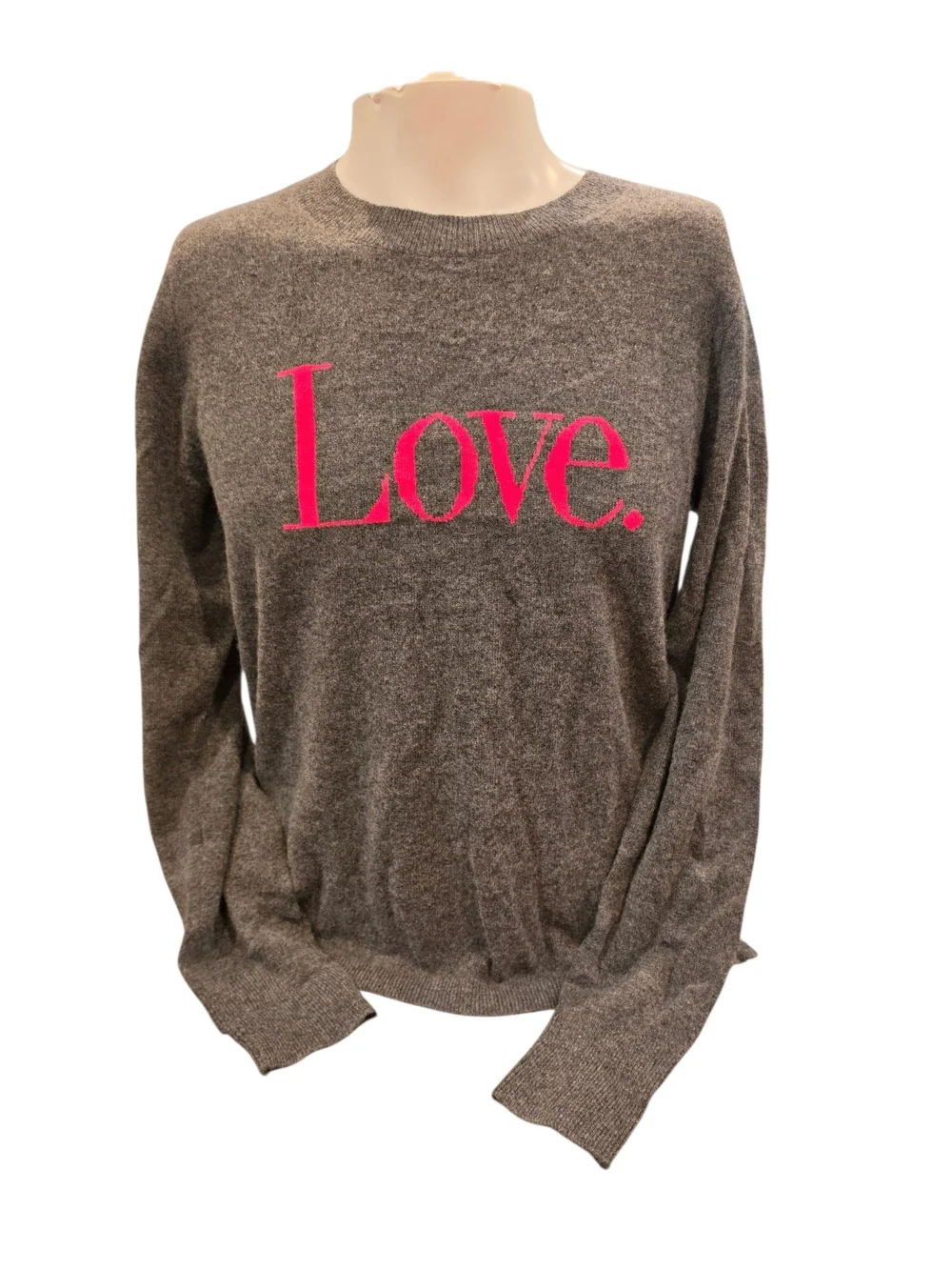 J. Crew Gray Crewneck Sweater with Pink 